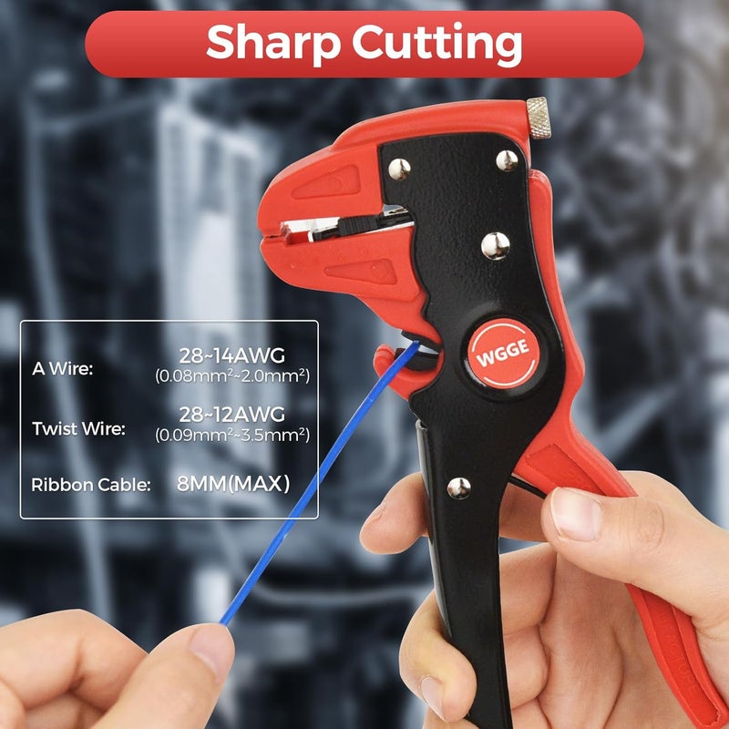 WGGE Automatic Wire Stripper and Cutter, 2 IN 1 Wire Stripper Tool, Adjustable 10-24 AWG Electrical Cable Wire Stripping Tool for Electronic and Automotive Repair, Eagle Nose Pliers (7-Inch) - Image 2